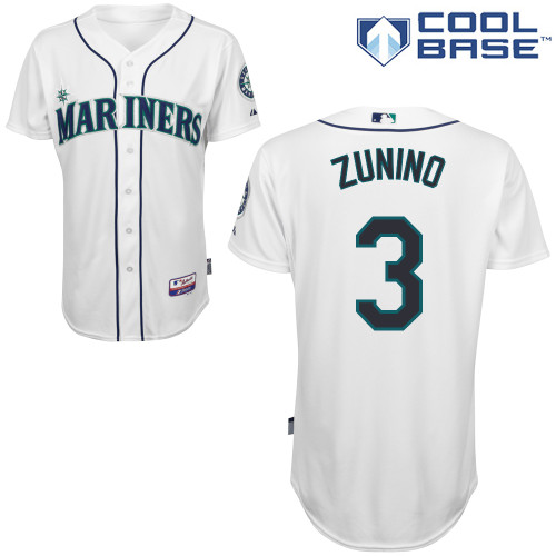 Mike Zunino #3 MLB Jersey-Seattle Mariners Men's Authentic Home White Cool Base Baseball Jersey